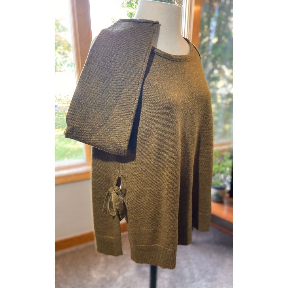 Eileen Fisher Medium Side Tie Tunic Olive Green Mustard Loose Flowy Sweater - Picture 5 of 9